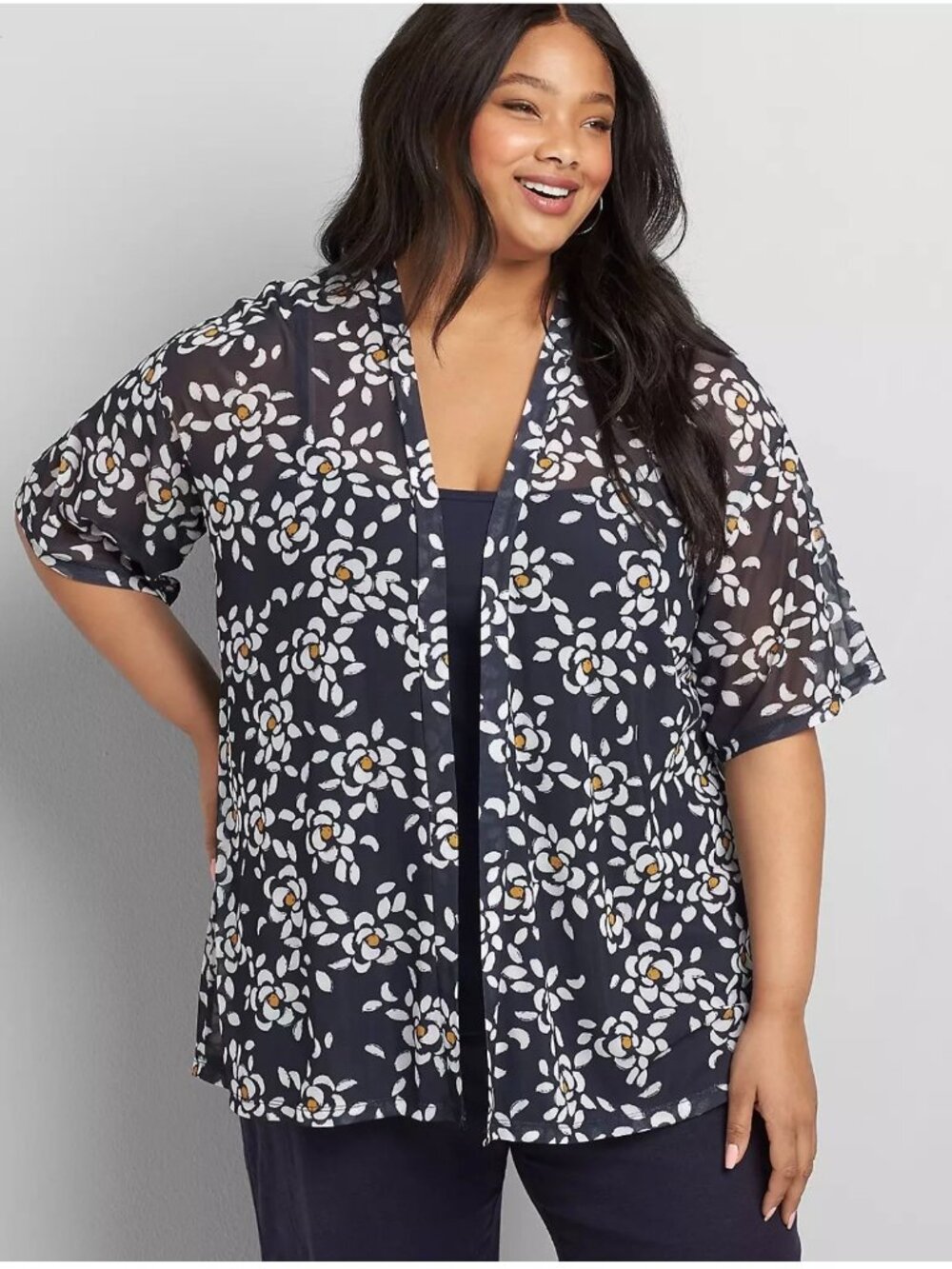 Lane Bryant Sheer Open Front Floral Print Kimona Size 22/24 - Picture 8 of 11